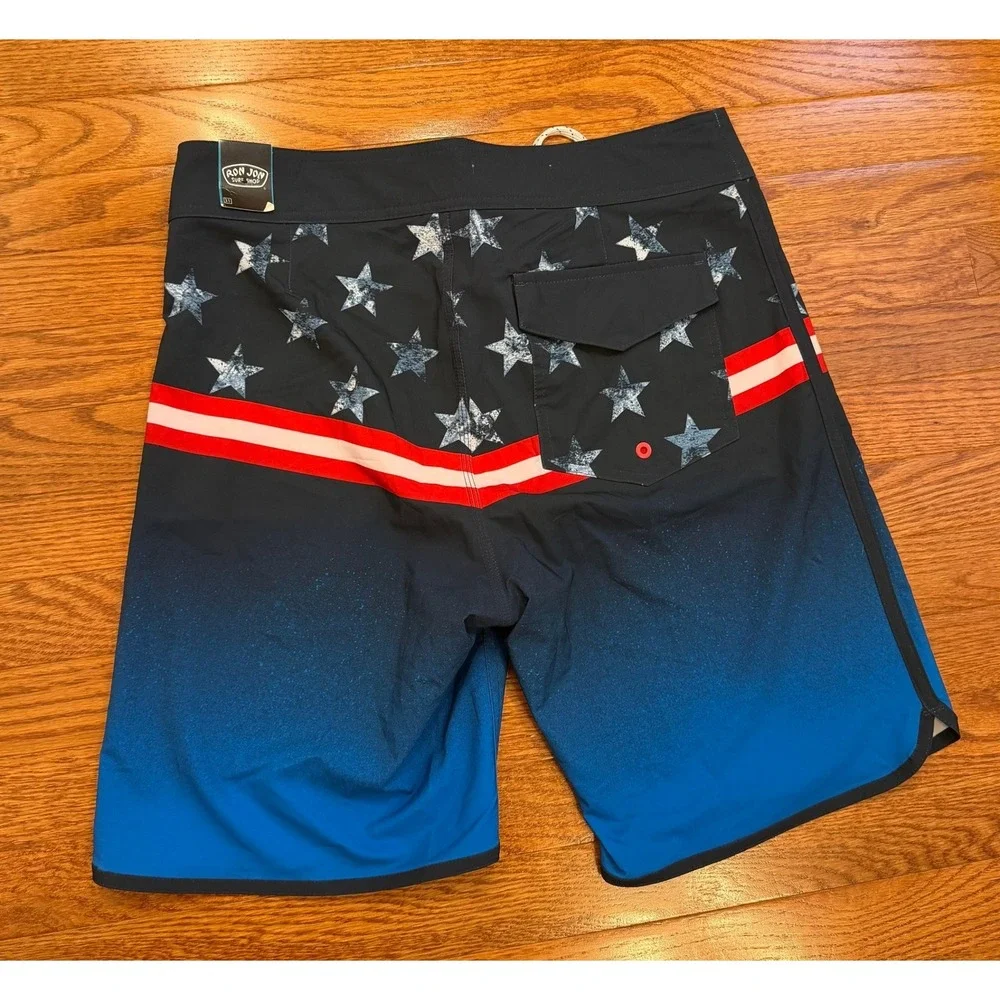 New Ron Jon Surf Shop Board Shorts Bathing Suit Mens 31‎ American Flag July 4th